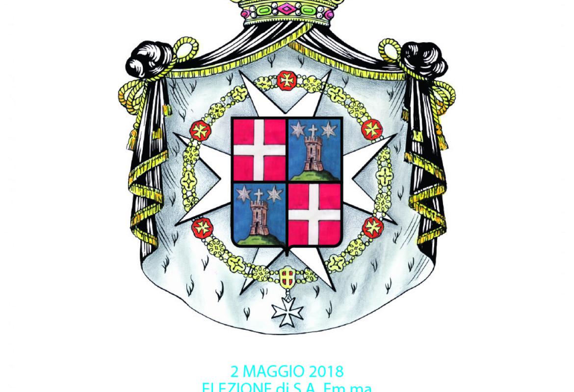 Timbre de 2018 (en euros) reproduisant les armoiries de l’Ordre Souverain Militaire de Malte.