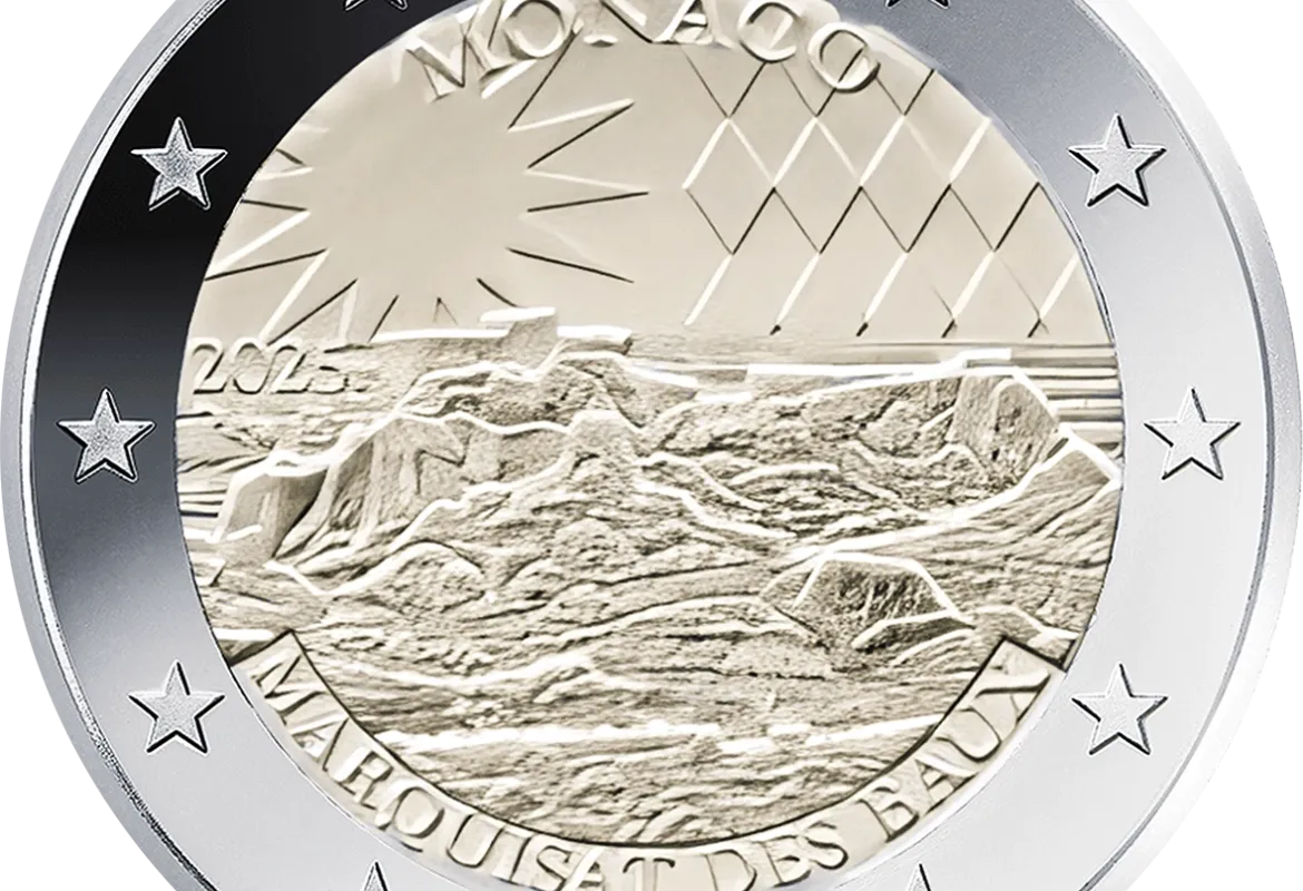 Monaco 2025, 2 euros marquisat des Baux ©Musée des Timbres et des Monnaies.