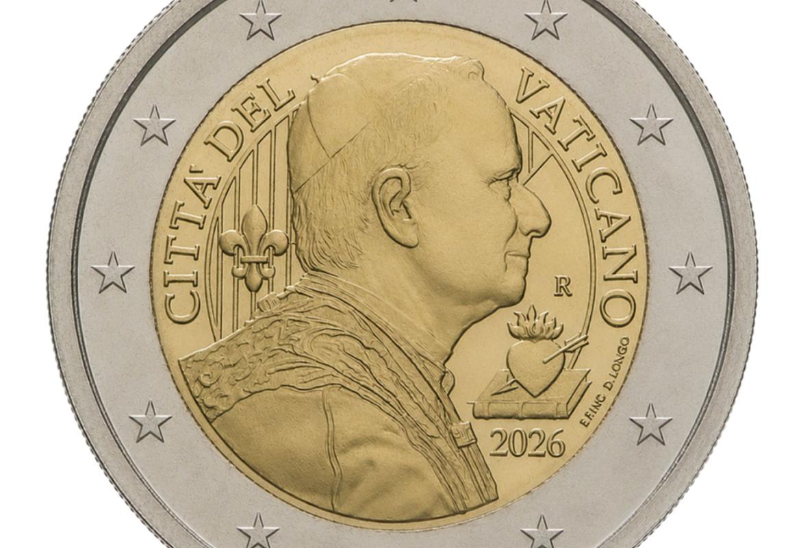 Avers de la pièce de deux euros de la série nationale à l’effigie de Léon XIV ©CFN