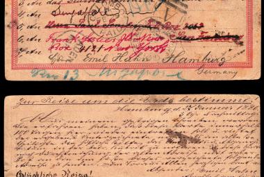 Le recto et le verso de la carte postale.