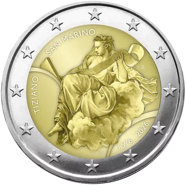 Saint-Marin 2026, 2 euros 450 ans de la mort du Titien © Divisione filatelica e numismatica 